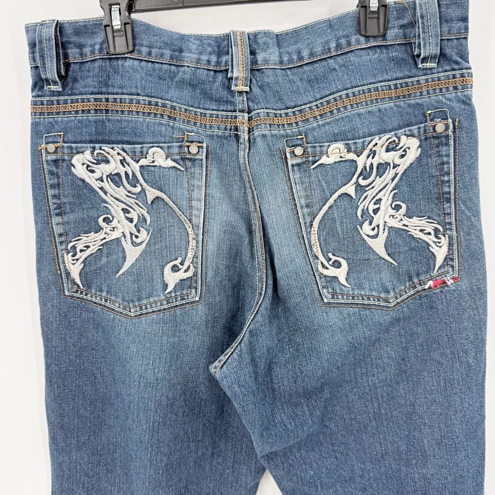 Coogi Mens Embroidered Back Pocket Jeans Blue Medium Wash Denim 38x32 Streetwear